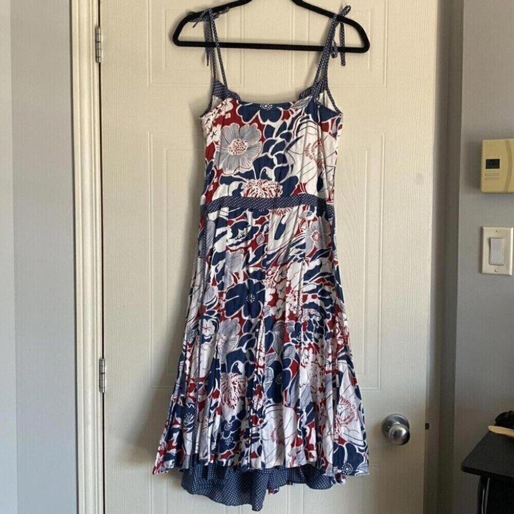 Retro Floral Sundress Blue White Small - Picture 7 of 13